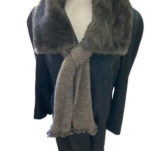Nardi & Tagliaferri Faux Fur Neck Wrap with Wool Scarf, Gorgeous, Italian, 70"